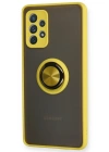 Newface Samsung Galaxy A72 Kılıf Montreal Yüzüklü Silikon Kapak - Sarı