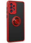 Newface Samsung Galaxy A73 5G Kılıf Montreal Yüzüklü Silikon Kapak - Kırmızı