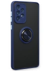Newface Samsung Galaxy A73 5G Kılıf Montreal Yüzüklü Silikon Kapak - Lacivert