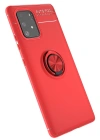 Newface Samsung Galaxy A91 / S10 Lite Kılıf Range Yüzüklü Silikon - Kırmızı