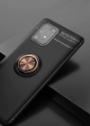 Newface Samsung Galaxy A91 / S10 Lite Kılıf Range Yüzüklü Silikon - Siyah-Gold