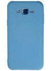 Newface Samsung Galaxy J7 Kılıf Nano içi Kadife Silikon - Mavi