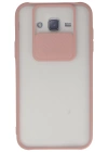 Newface Samsung Galaxy J7 Kılıf Palm Buzlu Kamera Sürgülü Silikon - Pembe