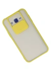 Newface Samsung Galaxy J7 Kılıf Palm Buzlu Kamera Sürgülü Silikon - Sarı