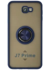 Newface Samsung Galaxy J7 Prime Kılıf Montreal Yüzüklü Silikon Kapak - Lacivert