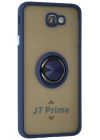 Newface Samsung Galaxy J7 Prime Kılıf Montreal Yüzüklü Silikon Kapak - Lacivert