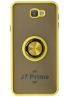 Newface Samsung Galaxy J7 Prime Kılıf Montreal Yüzüklü Silikon Kapak - Sarı