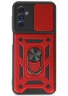 Newface Samsung Galaxy M14 5G Kılıf Pars Lens Yüzüklü Silikon - Kırmızı