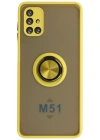 Newface Samsung Galaxy M51 Kılıf Montreal Yüzüklü Silikon Kapak - Sarı
