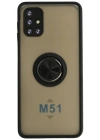 Newface Samsung Galaxy M51 Kılıf Montreal Yüzüklü Silikon Kapak - Siyah