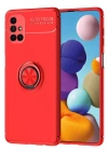 Newface Samsung Galaxy M51 Kılıf Range Yüzüklü Silikon - Kırmızı