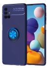 Newface Samsung Galaxy M51 Kılıf Range Yüzüklü Silikon - Mavi