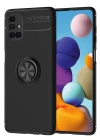 Newface Samsung Galaxy M51 Kılıf Range Yüzüklü Silikon - Siyah