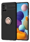 Newface Samsung Galaxy M51 Kılıf Range Yüzüklü Silikon - Siyah-Gold