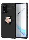 Newface Samsung Galaxy Note 20 Kılıf Range Yüzüklü Silikon - Siyah-Gold