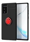 Newface Samsung Galaxy Note 20 Kılıf Range Yüzüklü Silikon - Siyah-Kırmızı