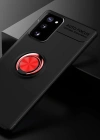 Newface Samsung Galaxy Note 20 Kılıf Range Yüzüklü Silikon - Siyah-Kırmızı