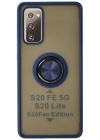 Newface Samsung Galaxy S20 FE Kılıf Montreal Yüzüklü Silikon Kapak - Lacivert