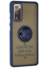 Newface Samsung Galaxy S20 FE Kılıf Montreal Yüzüklü Silikon Kapak - Lacivert