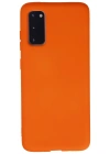 Newface Samsung Galaxy S20 Kılıf Nano içi Kadife Silikon - Turuncu