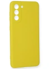 Newface Samsung Galaxy S21 FE Kılıf Nano içi Kadife Silikon - Sarı