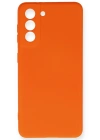 Newface Samsung Galaxy S21 FE Kılıf Nano içi Kadife Silikon - Turuncu