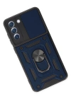Newface Samsung Galaxy S21 FE Kılıf Pars Lens Yüzüklü Silikon - Lacivert