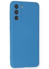 Newface Samsung Galaxy S21 Kılıf Nano içi Kadife Silikon - Mavi