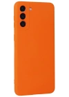 Newface Samsung Galaxy S21 Plus Kılıf Nano içi Kadife Silikon - Turuncu