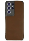 Newface Samsung Galaxy S21 Ultra Kılıf Loop Deri Silikon - Kahverengi