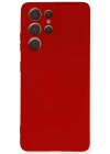 Newface Samsung Galaxy S21 Ultra Kılıf Nano içi Kadife Silikon - Kırmızı