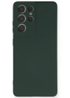 Newface Samsung Galaxy S21 Ultra Kılıf Nano içi Kadife Silikon - Koyu Yeşil