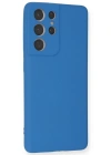 Newface Samsung Galaxy S21 Ultra Kılıf Nano içi Kadife Silikon - Mavi