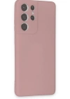 Newface Samsung Galaxy S21 Ultra Kılıf Nano içi Kadife Silikon - Pudra