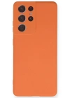Newface Samsung Galaxy S21 Ultra Kılıf Nano içi Kadife Silikon - Turuncu
