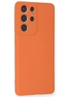 Newface Samsung Galaxy S21 Ultra Kılıf Nano içi Kadife Silikon - Turuncu