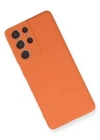 Newface Samsung Galaxy S21 Ultra Kılıf Nano içi Kadife Silikon - Turuncu