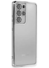 Newface Samsung Galaxy S21 Ultra Kılıf Razer Lensli Silikon - Gümüş