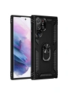 Newface Samsung Galaxy S21 Ultra Kılıf Sofya Yüzüklü Silikon Kapak - Siyah