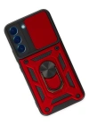 Newface Samsung Galaxy S22 Kılıf Pars Lens Yüzüklü Silikon - Kırmızı