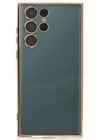 Newface Samsung Galaxy S22 Ultra Kılıf Razer Lensli Silikon - Gold