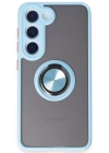 Newface Samsung Galaxy S23 Kılıf Montreal Yüzüklü Silikon Kapak - Buz Mavi