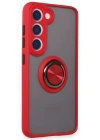 Newface Samsung Galaxy S23 Kılıf Montreal Yüzüklü Silikon Kapak - Kırmızı