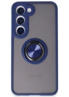 Newface Samsung Galaxy S23 Kılıf Montreal Yüzüklü Silikon Kapak - Lacivert
