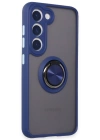 Newface Samsung Galaxy S23 Kılıf Montreal Yüzüklü Silikon Kapak - Lacivert