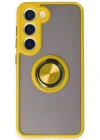 Newface Samsung Galaxy S23 Kılıf Montreal Yüzüklü Silikon Kapak - Sarı