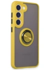 Newface Samsung Galaxy S23 Kılıf Montreal Yüzüklü Silikon Kapak - Sarı