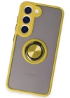 Newface Samsung Galaxy S23 Kılıf Montreal Yüzüklü Silikon Kapak - Sarı