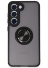 Newface Samsung Galaxy S23 Kılıf Montreal Yüzüklü Silikon Kapak - Siyah