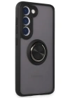 Newface Samsung Galaxy S23 Kılıf Montreal Yüzüklü Silikon Kapak - Siyah
